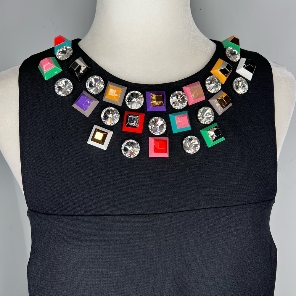 NWT Fendi Monster Eyes Embellished Black Leather Wool Cocktail Dress 42 6 - Picture 6 of 15
